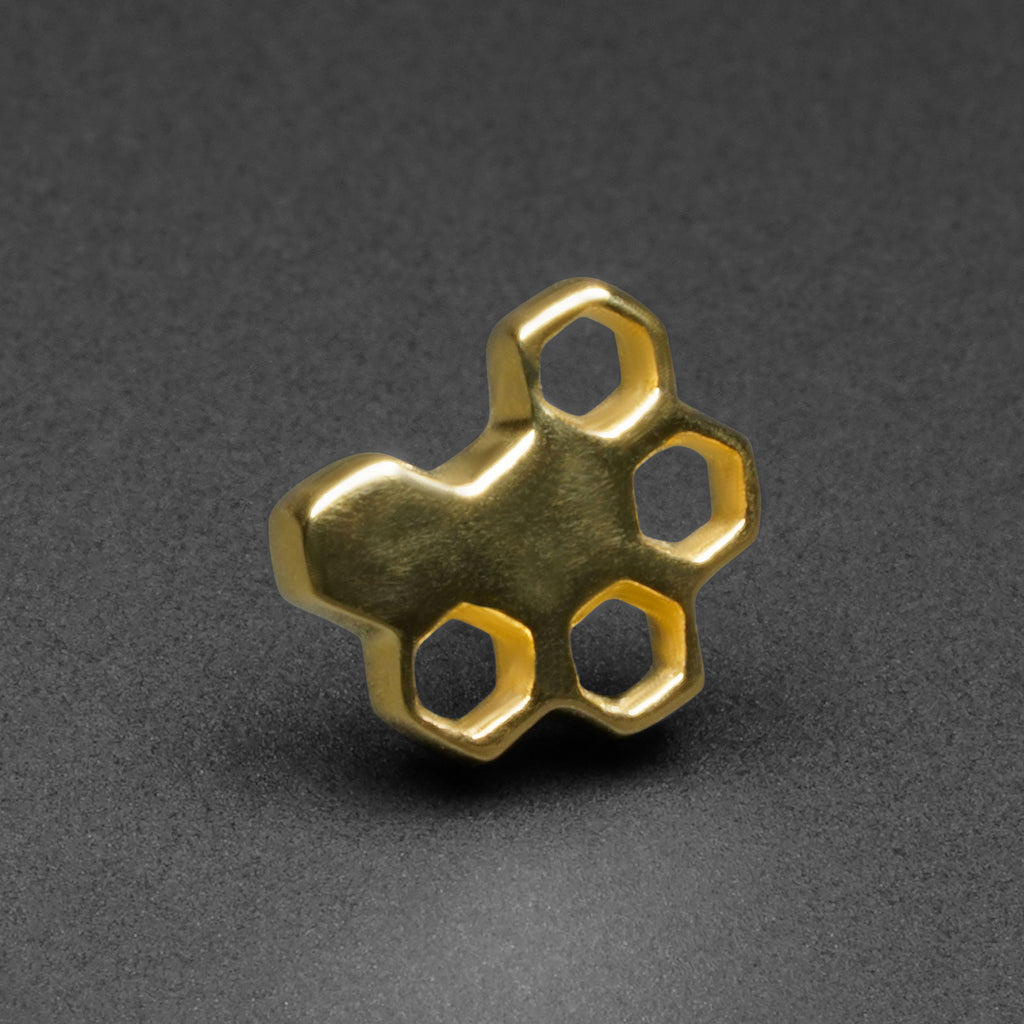 Hexagon 18k Gold Plated Threadless Top