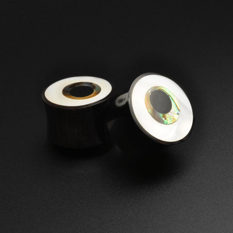 Horn Double Flare Plug With Shell Fish Eye Design Inlay