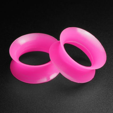 Ultra Thin Hot Pink Silicone Double Flare Tunnel