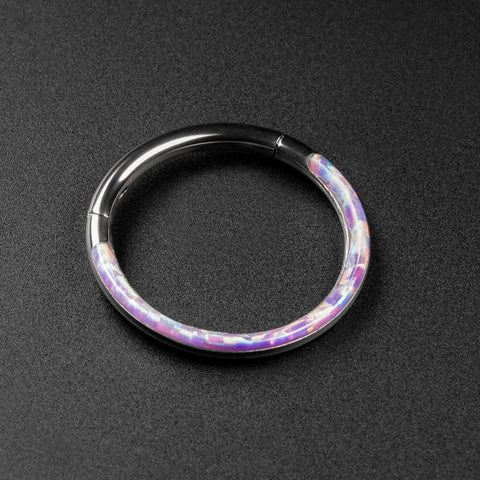 Inlaid Flash Lavender Synth Opal Titanium Septum Clicker