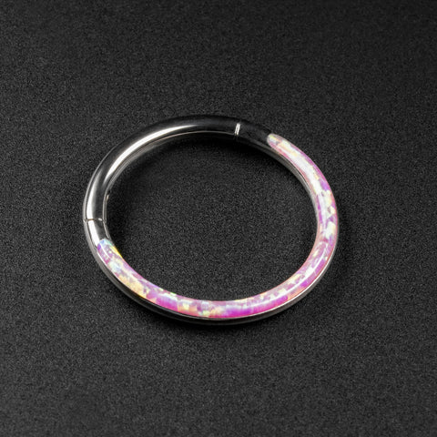 Inlaid Rose Pink Synth Opal Titanium Septum Clicker