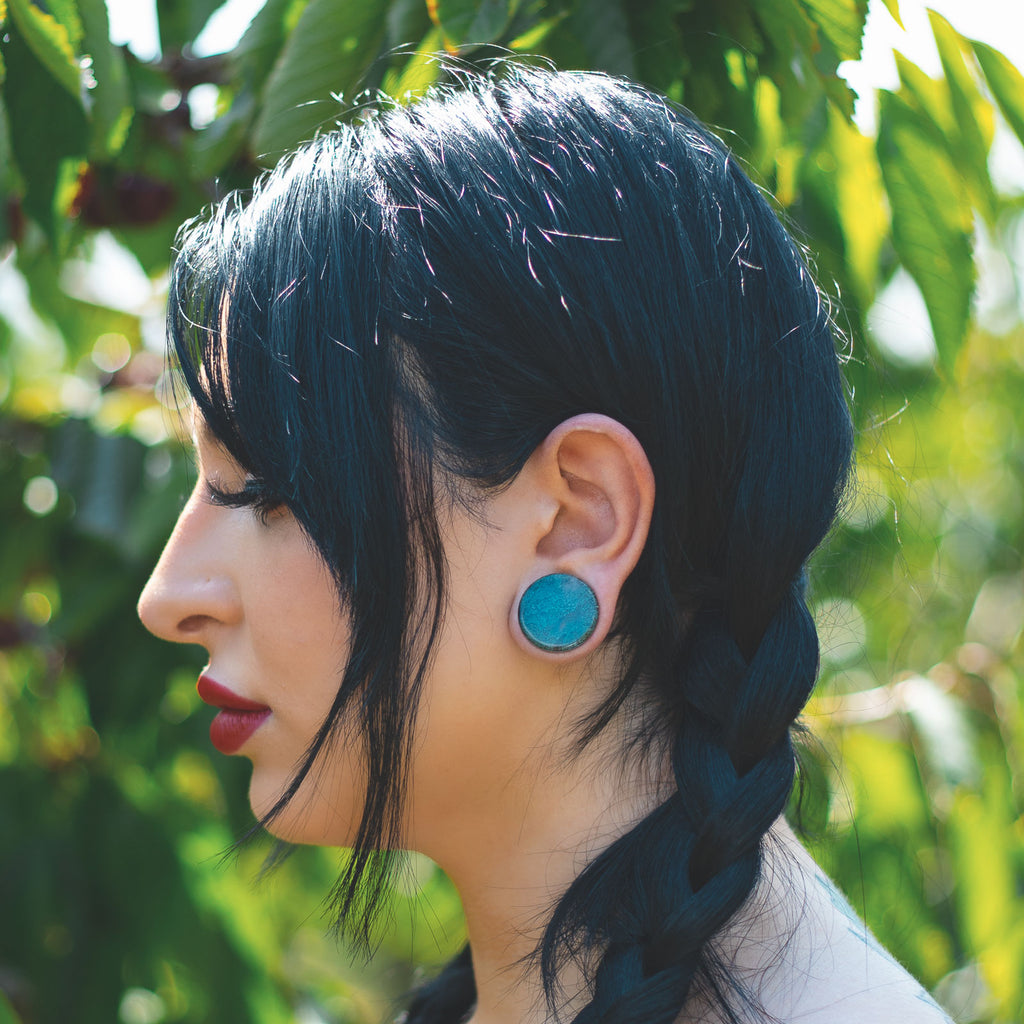 thumbnail image 2 of 1 Pair Acrylic Colored Foil Ear Plugs / Stretchers - Double Flared Body Jewelry For Ear Lobes 2 of 10