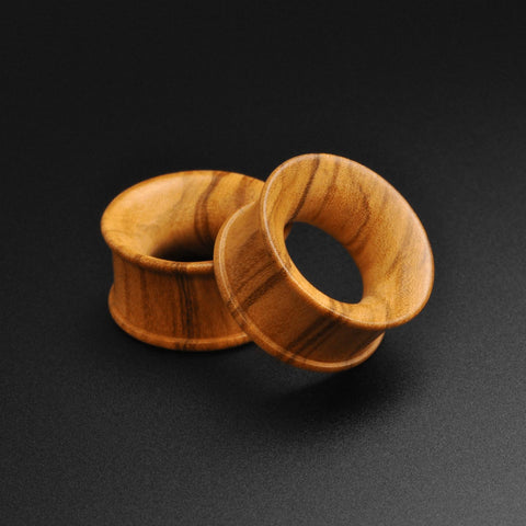 Olive Wood Double Flare Concave Tunnel