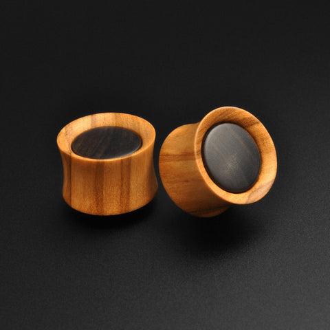 Olive Wood Double Flare Plug With Sono Wood Inlay