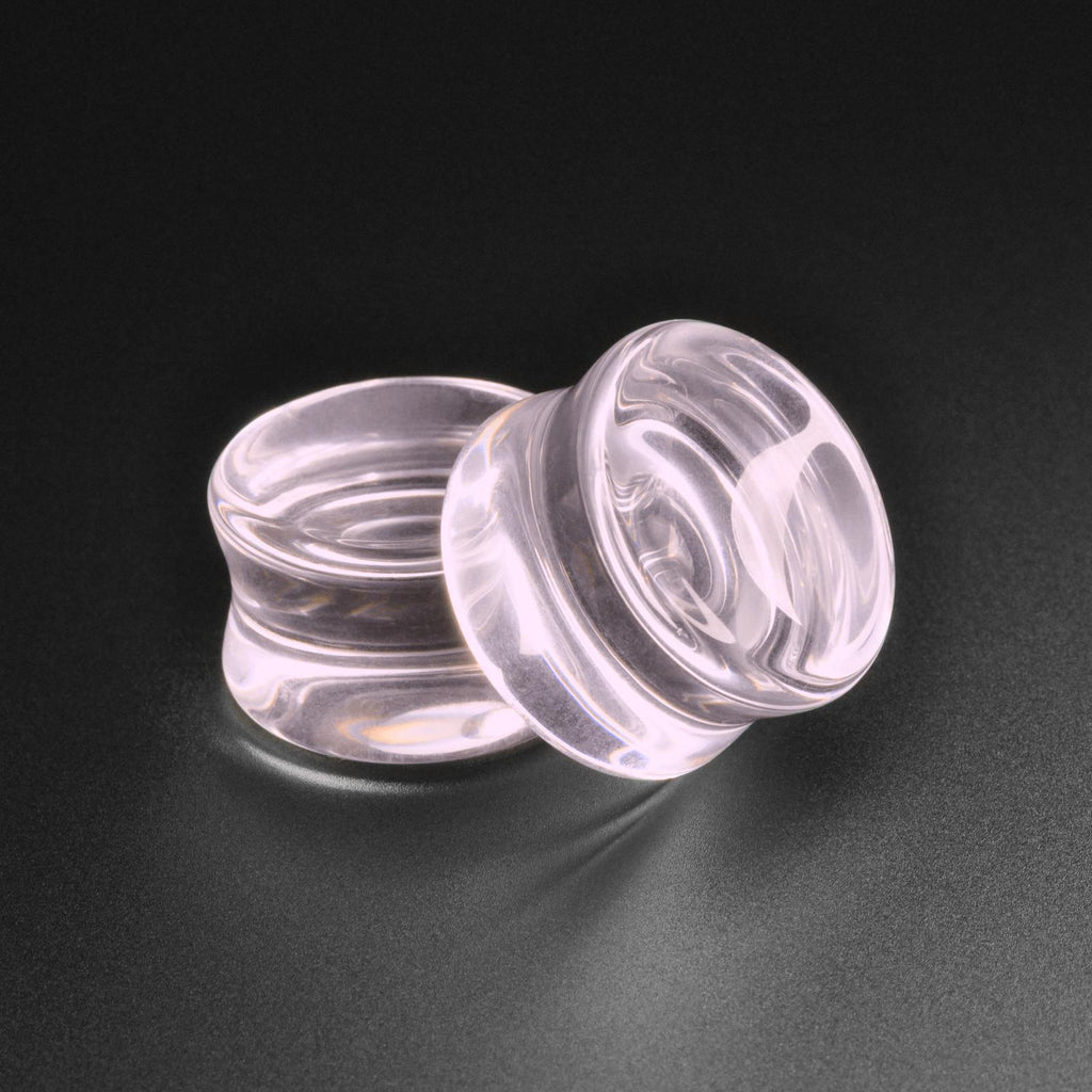 Pink Glass Double Flare Concave Plug