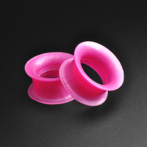 Pink Metallic Silicone Double Flare Tunnel