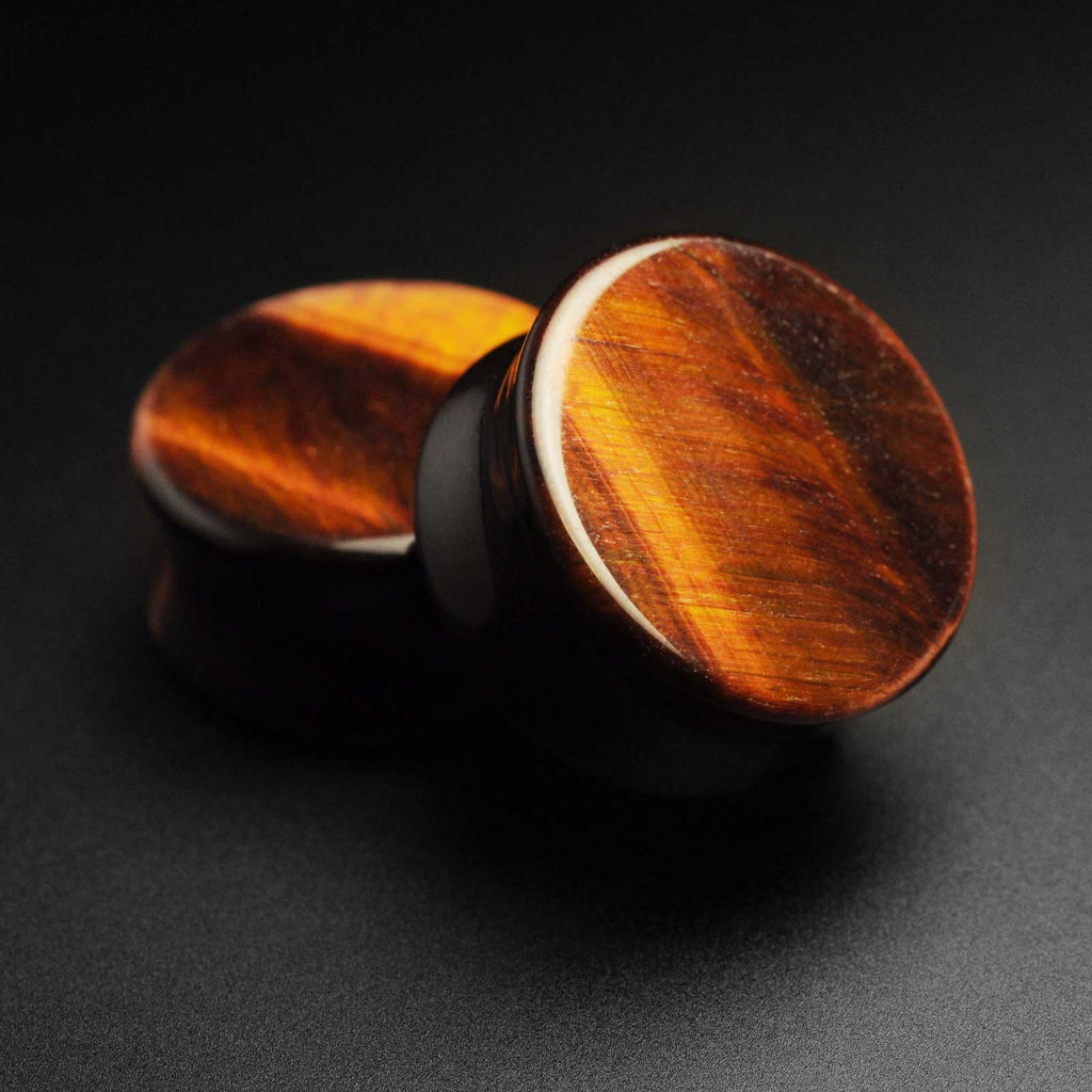 Red Tiger's Eye Double Flare Stone Plug