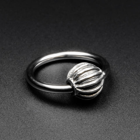Ridged Ball White Brass & Surgical Steel BCR Ball Closure Ring