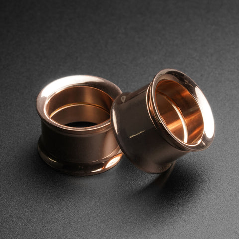 Rose Gold PVD Double Flare Screw Fit Tunnel (Internally Threaded)