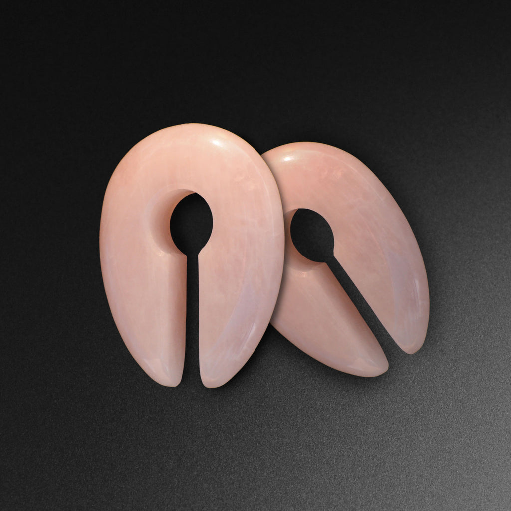 Rose Quartz Keyhole Stone Ear Weights
