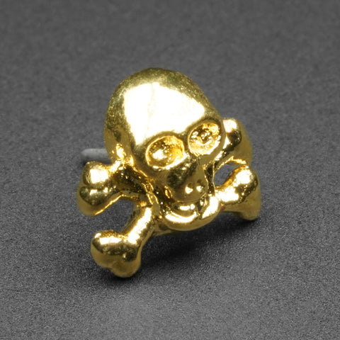 Skull & Crossbones 18k Gold Plated Threadless Top