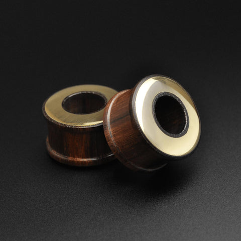Sono Wood Double Flare Tunnel With Brass Halo Inlay