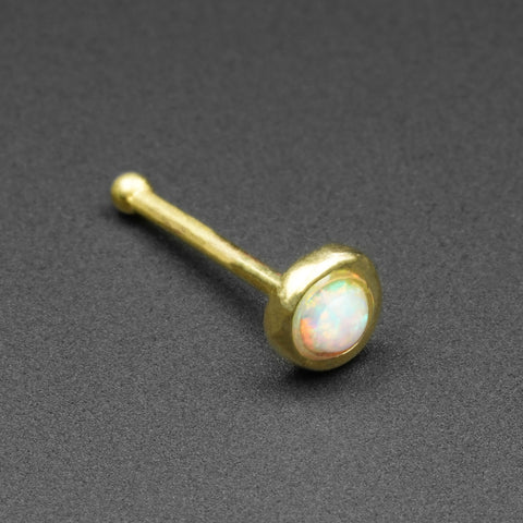 Synthetic White Opal Brass Nose Stud (Nose Bone)