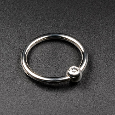 Titanium Hinged Segment Ring With Jewelled Ball