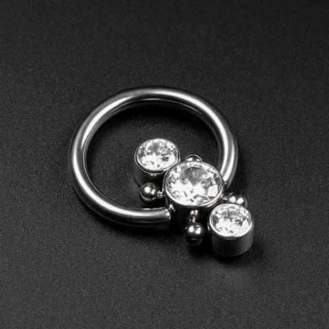Triple Jewelled Quad Dot Titanium BCR Ball Closure Ring