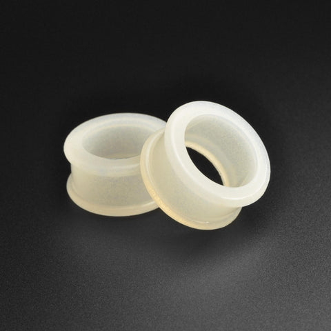 White Glow In The Dark Silicone Double Flare Tunnel
